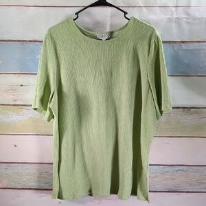 Green Short Sleeve Tee Casual Cotton Blend